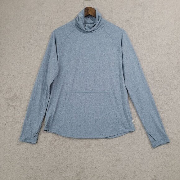 NWOT Eddie Bauer Womens M Blue Funnel Neck Pullover Top Long Sleeves Kangaro - Picture 1 of 6